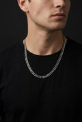 Silver Double Curb Link Chain Necklace