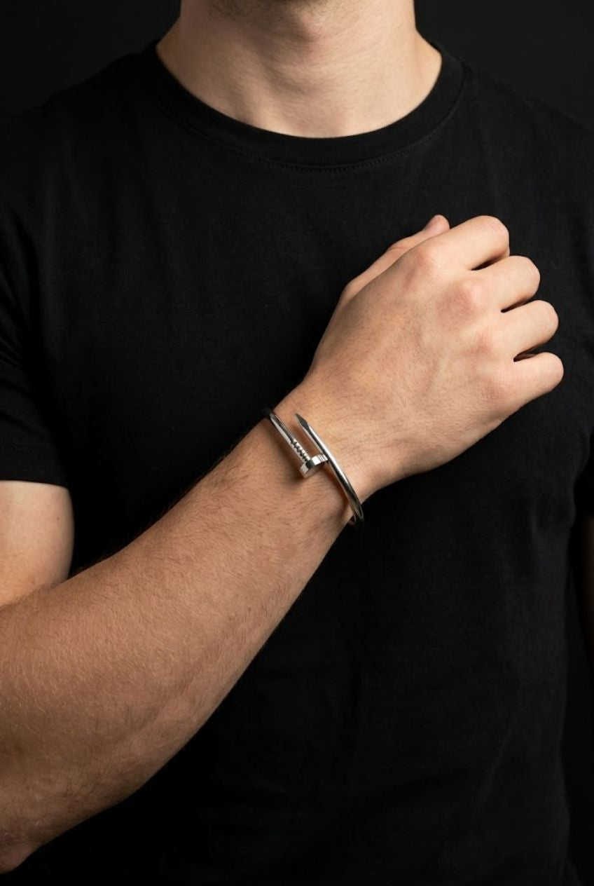 Silver Nail Cuff Bracelet