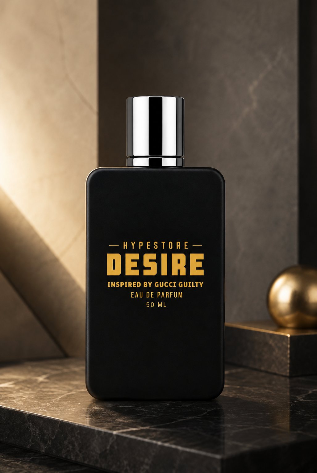 Hypestore Desire Eau de Parfum 50ml bottle on dark marble surface