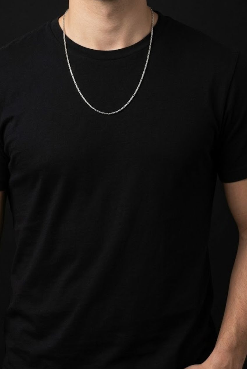 Silver Thin Rope Chain Necklace