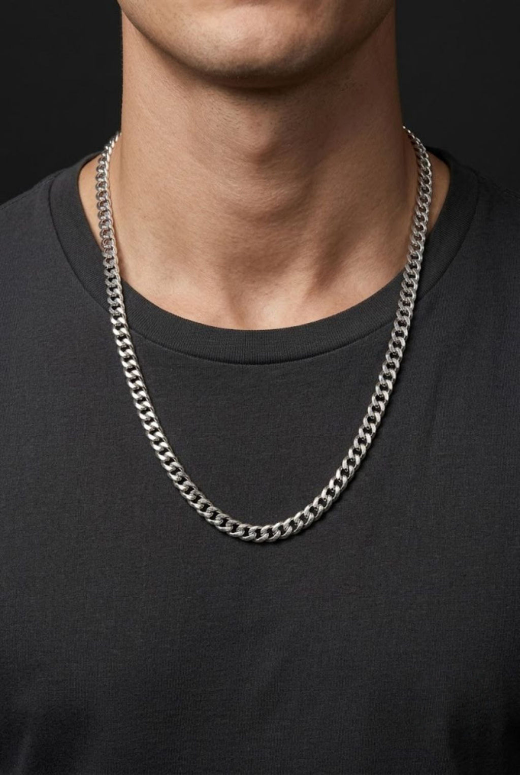 Silver Cuban Link Chain Necklace