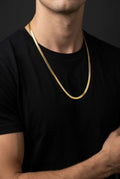 Gold Herringbone Flat Snake Chain Necklace