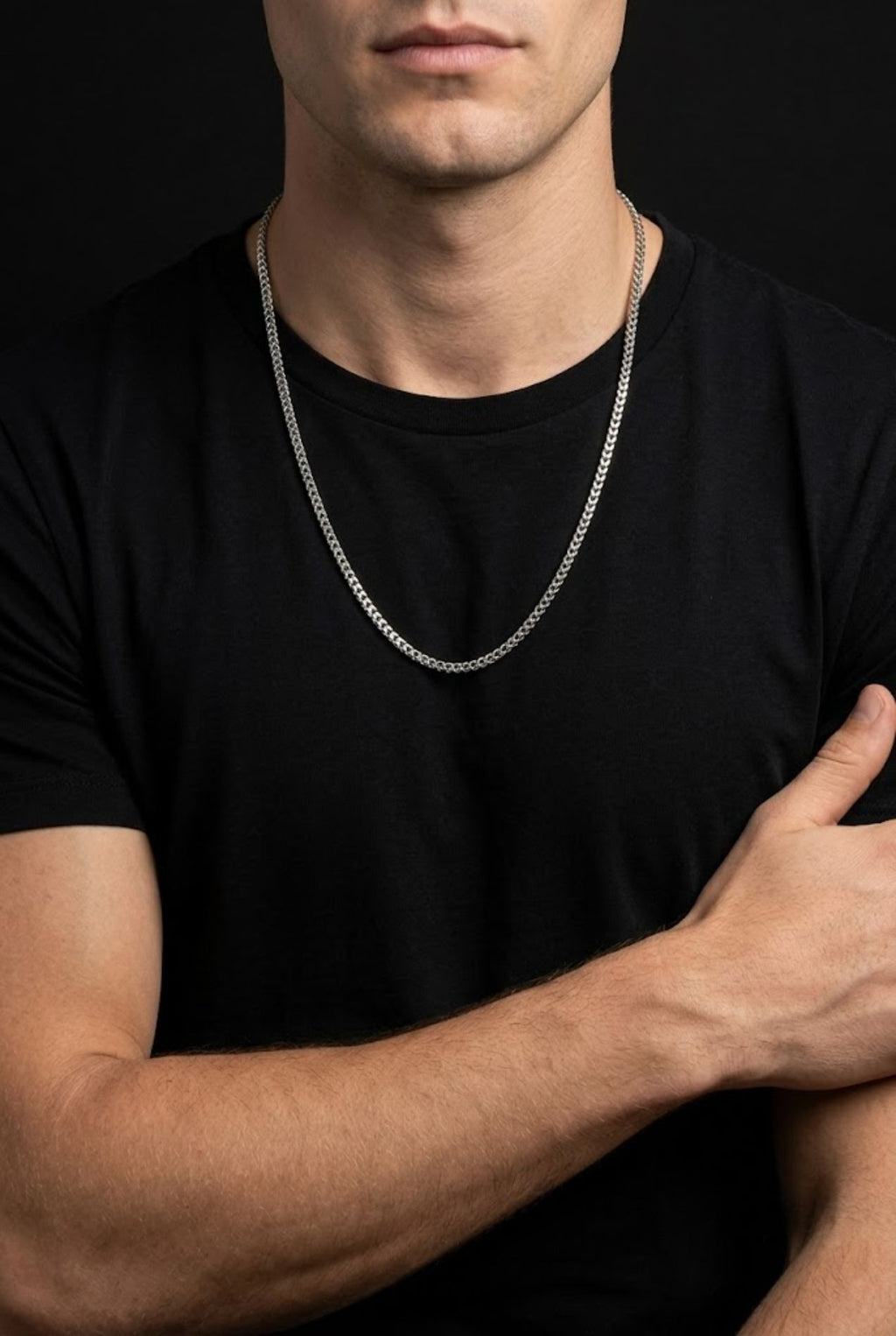 Silver Short Thin Curb Link Chain Necklace