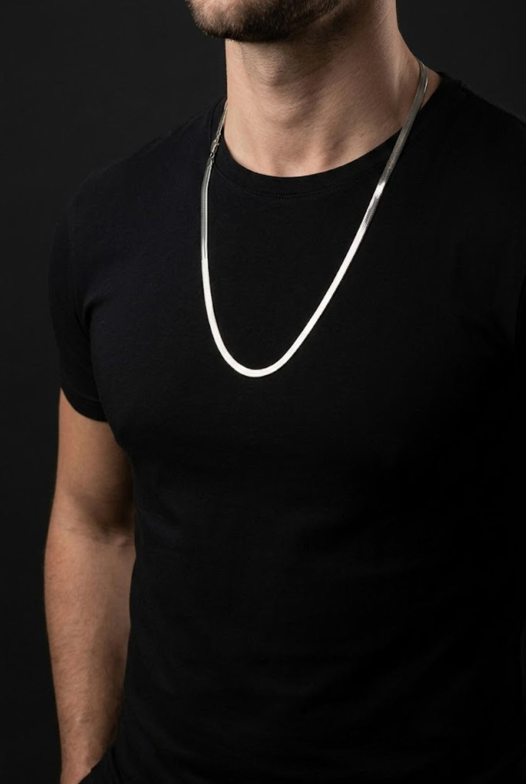 Silver Herringbone Flat Snake Chain Necklace